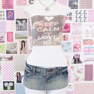 y2k one direction keep calm graphic tank top hanes size L